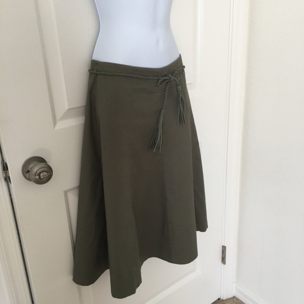 The Limited Olive Green A-Line Skirt with Braided Tie - Picture 2 of 6